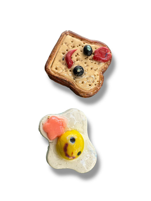 Egg and Toast Stud Earrings – Cute Polymer Clay Handmade Funny Earrings