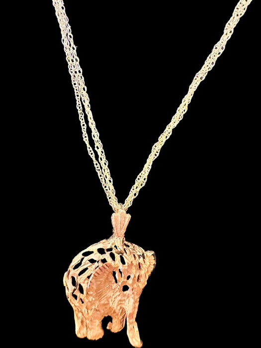 14k Elephant Pendant Necklace with 16" 10k  Three Strand Rope necklace chain-EZ Jewelry and Decor