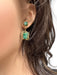 18K Gold Raw Opaque Emerald Earrings, Dangling Green Emerald and Gold Earrings. 1.26" T-EZ Jewelry and Decor