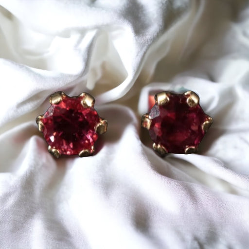 Chic 18K Gold, Natural Red Spinel Stud Earrings-EZ Jewelry and Decor