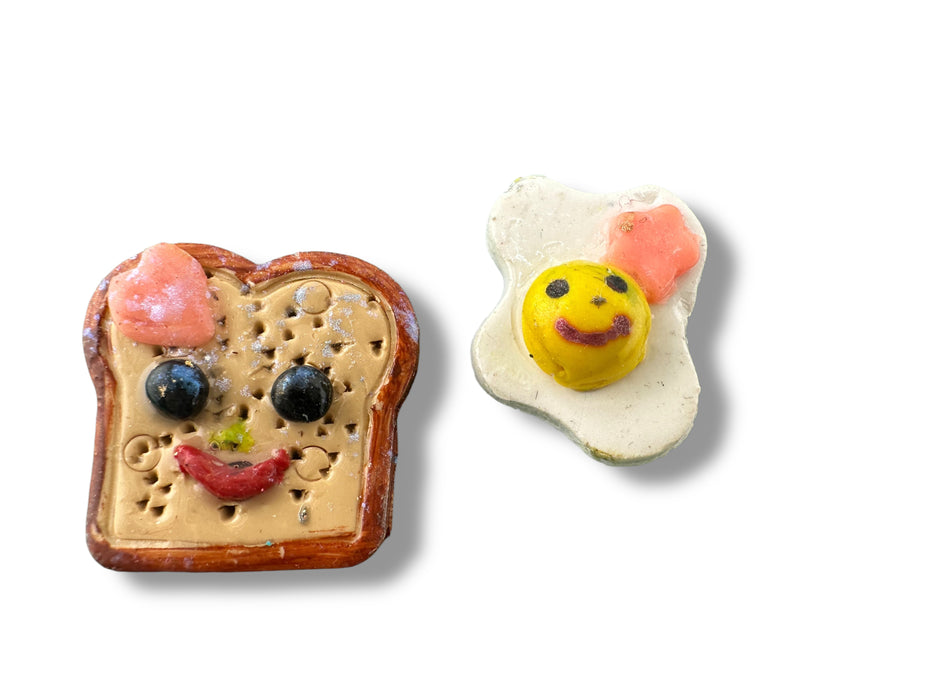 Egg and Toast Stud Earrings – Cute Polymer Clay Handmade Funny Earrings