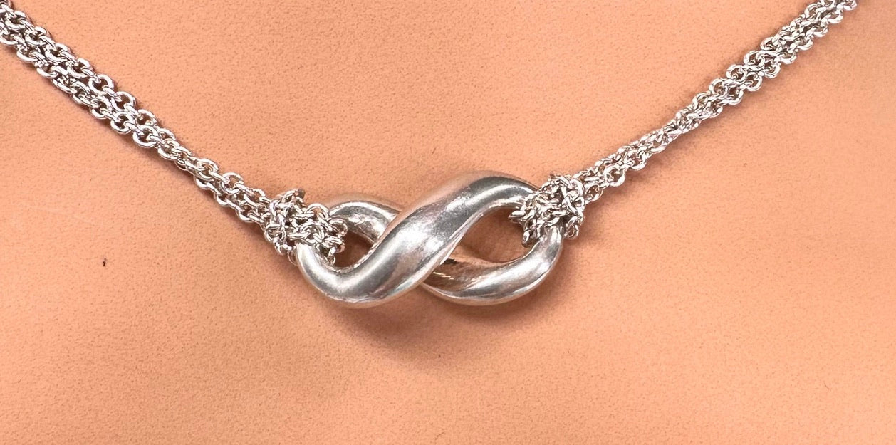 Tiffany & Co Sterling Silver 'Infinity' Double Chain Necklace. Vintage