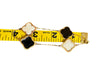 18k Gold Bracelet with Mother of Pearl and Onyx Clover , 4 motifs, 8.5”. 8.7g-EZ Jewelry and Decor