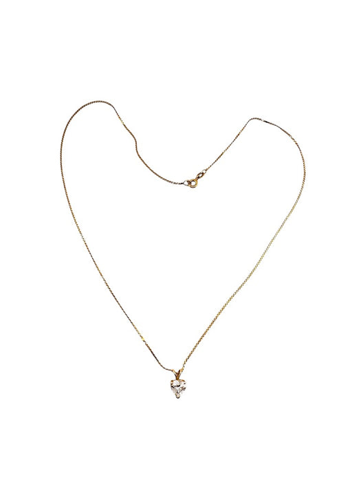 18k Gold Pendant Necklace with Heart shaped Pendant 18"-EZ Jewelry and Decor