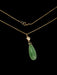 Necklace in 14K Gold with Jade and pearl Pendant on Delicate Chain-EZ Jewelry and Decor