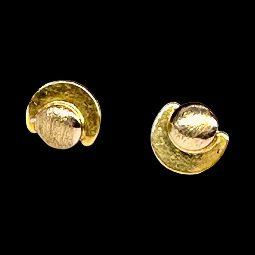 18k Gold Moon Stud Earrings, Small Gold Earrings.-EZ Jewelry and Decor