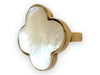 18K Gold Clover Ring Mother of Pearl , Size 5.8, Flower Design-EZ Jewelry and Decor