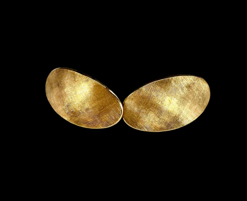 14k Oval Shield Dangle Gold Earrings with a Smooth Textured Finish-EZ Jewelry and Decor