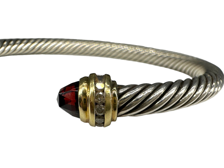 DAVID YURMAN Tourmaline & Diamond Cuff Bracelet in 18K Gold  and Sterling Silver.-EZ Jewelry and Decor