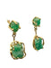 18K Gold Raw Opaque Emerald Earrings, Dangling Green Emerald and Gold Earrings. 1.26" T-EZ Jewelry and Decor