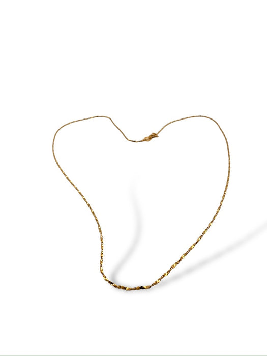 14k Gold 16" Dainty Twist Necklace Chain, Italy