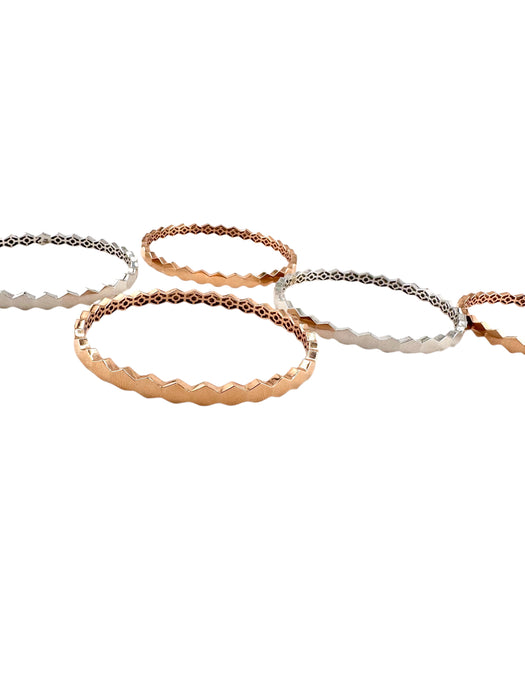 18k Modern Geometric Bangles Bracelet , Rose Gold And White Gold, Size 2,Modern Bracelets.  43.23g