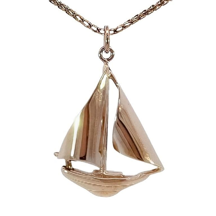 Sailboat Pendant 14k Yellow Gold Pendant, 1in