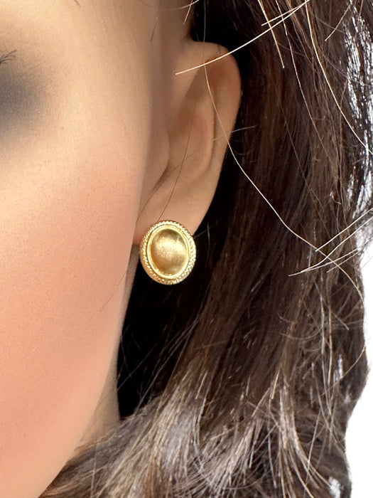 18K Gold Earrings and Ring Set with Timeless Design, Made in Italy