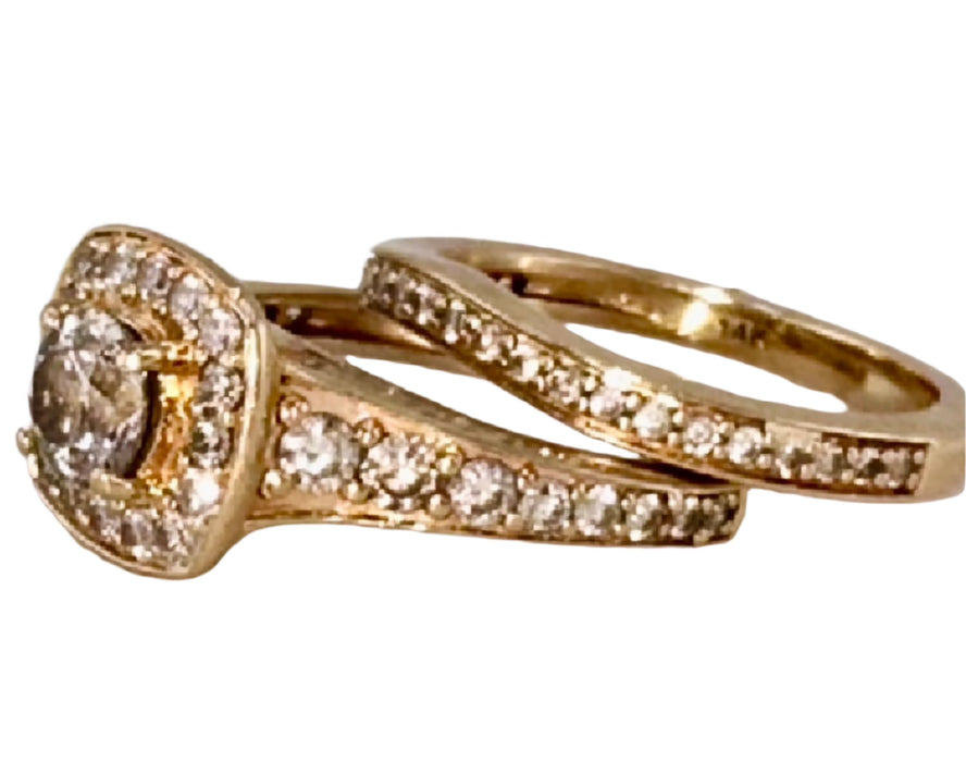 Jewelry - Diamond Princess Engagement Ring And Wedding Band On 14K Gold, 2ct Diamond. Size 5. 5.8gr