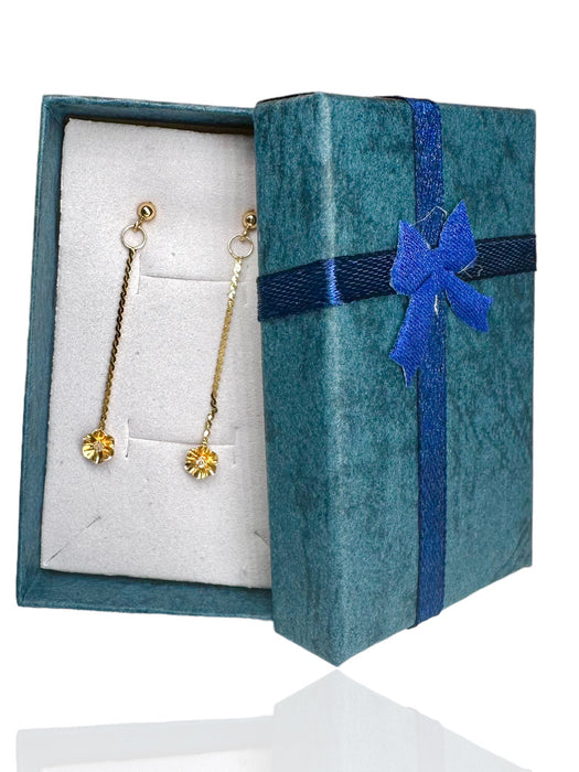 14kt Yellow Gold Drop Studs Earrings with Diamond Accents-EZ Jewelry and Decor