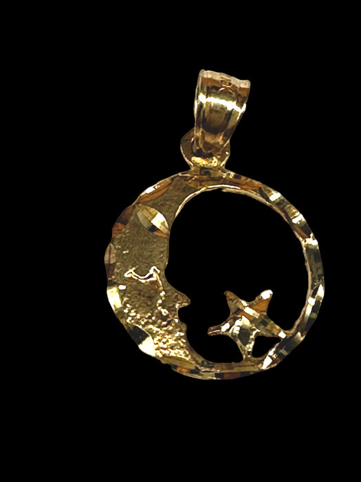 Stunning 10k Gold Moon & Star Necklace-EZ Jewelry and Decor