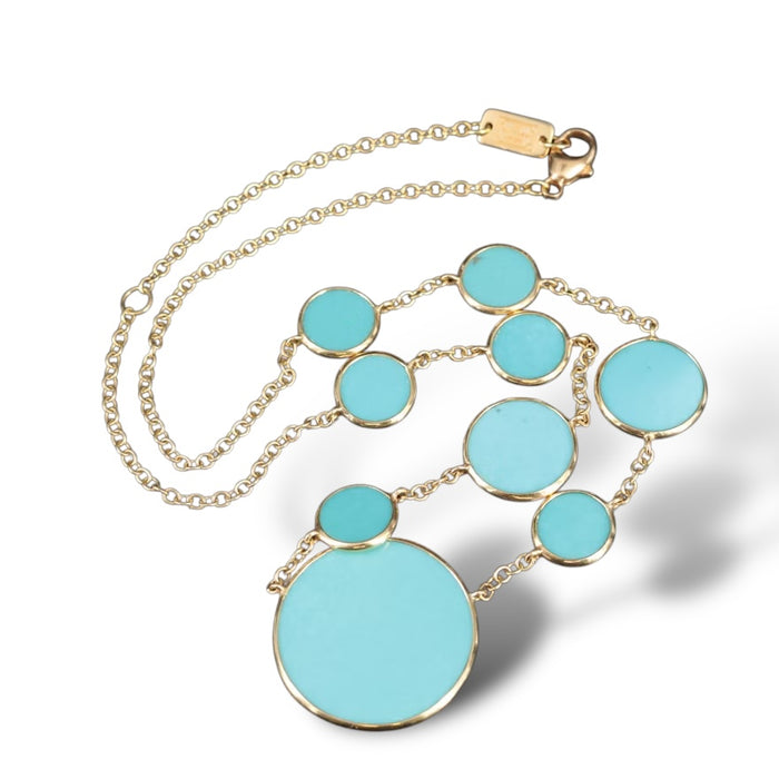 Ippolita Set Polished Rock Candy 18K Turquoise Circle Station Necklace and Earrings, Buy as a Set or Separately