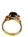 18k Gold & Ruby Ring with a Smoky Quartz Gemstone in Center, Size 4.7.-EZ Jewelry and Decor