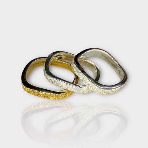 Unique Three Sterling Silver Stacking Rings Set (size 9) Silver, Pale, Rose Gold Color Ring Set-EZ Jewelry and Decor