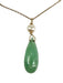 Necklace in 14K Gold with Jade and pearl Pendant on Delicate Chain-EZ Jewelry and Decor