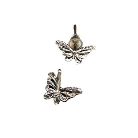 18k White Gold Butterfly Stud Earrings. 0.5"-EZ Jewelry and Decor