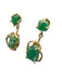 18K Gold Raw Opaque Emerald Earrings, Dangling Green Emerald and Gold Earrings. 1.26" T-EZ Jewelry and Decor