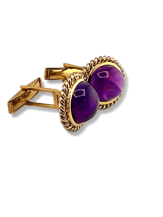 18k Gold and Amethyst Cufflinks 11.58gr, February Birthstone, Gift for Him