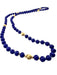 14K Yellow Gold Fine Blue Lapis Lazuli Beaded Necklace, 32"-EZ Jewelry and Decor