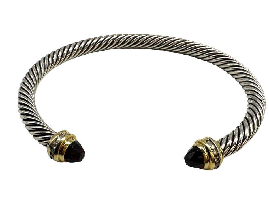 DAVID YURMAN Tourmaline & Diamond Cuff Bracelet in 18K Gold  and Sterling Silver.-EZ Jewelry and Decor