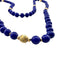 14K Yellow Gold Fine Blue Lapis Lazuli Beaded Necklace, 32"-EZ Jewelry and Decor