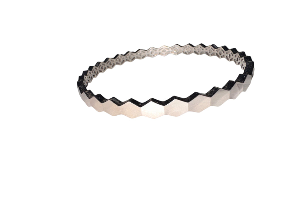 18k Modern Geometric Bangles Bracelet , Rose Gold And White Gold, Size 2,Modern Bracelets.  43.23g