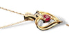 Pendant Necklace in Ruby & Diamond Swirl Heart Pendant 10k Yellow Gold-EZ Jewelry and Decor