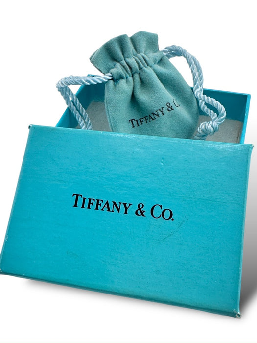 Vintage Tiffany & Co. Present Pendant with Vintage Tiffany And Co 16” Long Sterling Silver Chain Necklace, Gift box: .5”