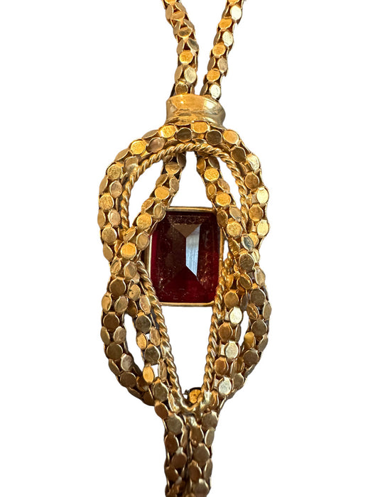 Italian UnoAErre 18K Gold and Ruby Bolero Necklace. 15.5in. 17 grams-EZ Jewelry and Decor