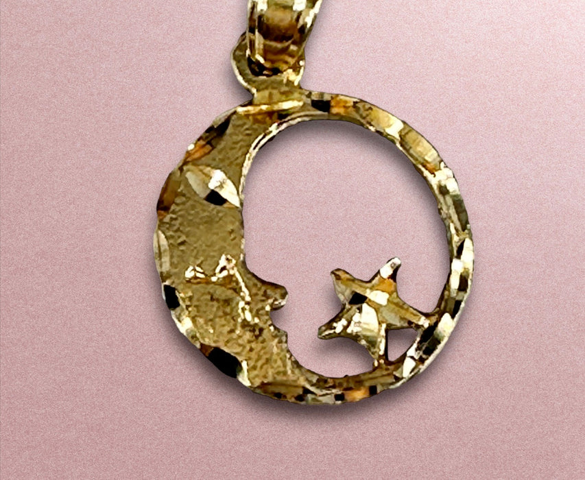 Stunning 10k Gold Moon & Star Necklace-EZ Jewelry and Decor