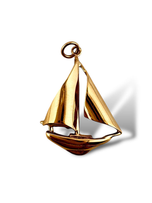 Sailboat Pendant 14k Yellow Gold Pendant, 1in