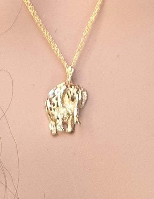 14k Elephant Pendant Necklace with 16" 10k  Three Strand Rope necklace chain-EZ Jewelry and Decor