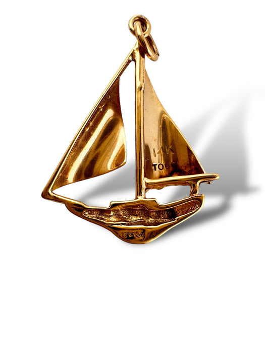 Sailboat Pendant 14k Yellow Gold Pendant, 1in