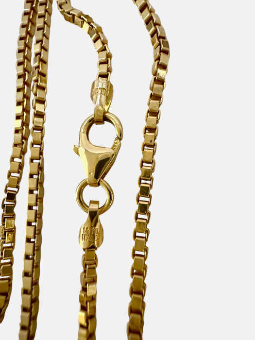 14kt Gold Box Chain 18”, 1.7mm, 3.34g ,Made in Italy.