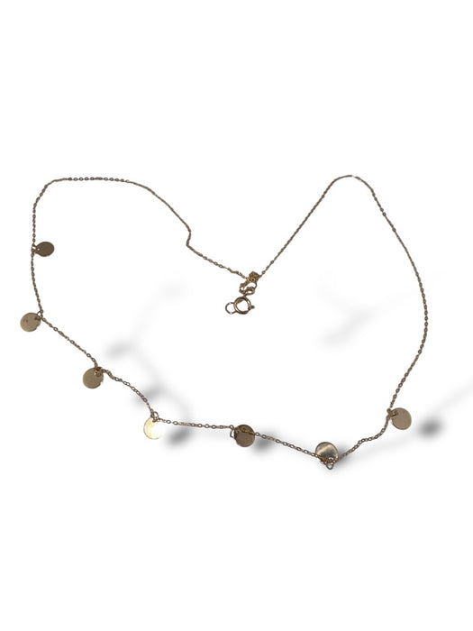 Polished Disk Circle Station Necklace 10k Gold. 18"