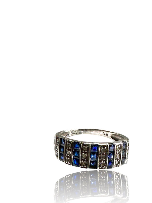 Sapphire and Diamond Ring, in 14K Gold Size 7,Ladies 14K White Gold Sapphire and Diamond Band