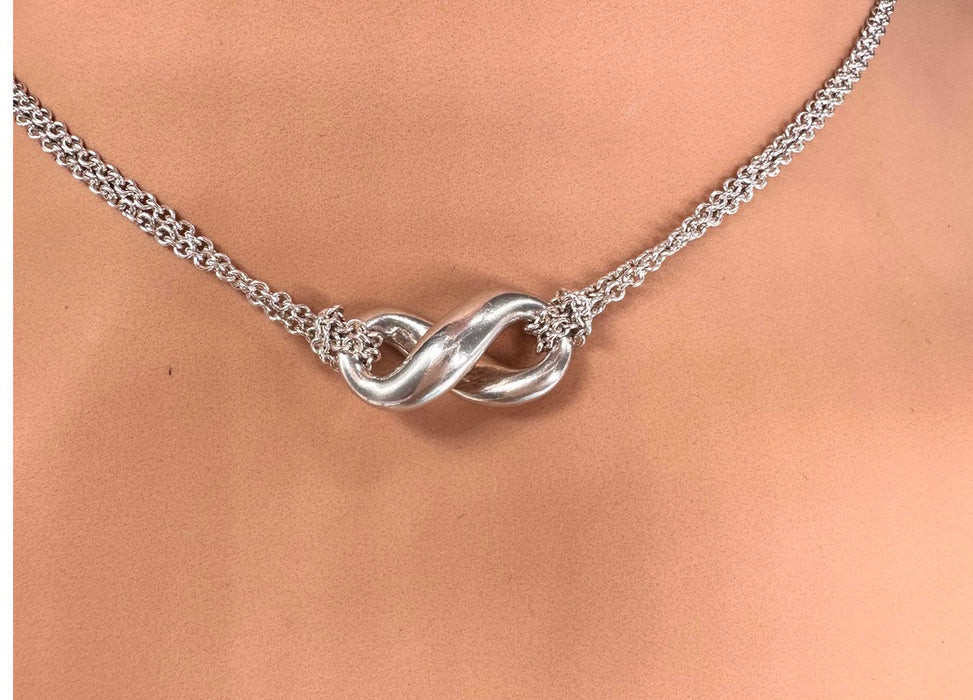 Tiffany & Co Sterling Silver 'Infinity' Double Chain Necklace. Vintage