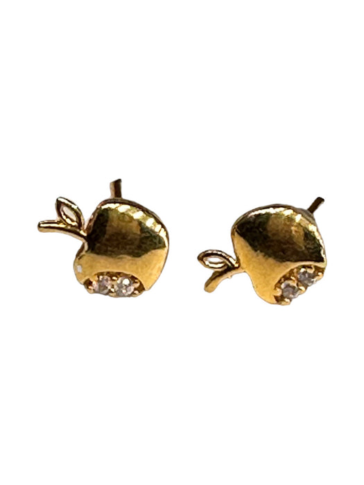 18k Gold, Apple Design Stud Earrings-EZ Jewelry and Decor