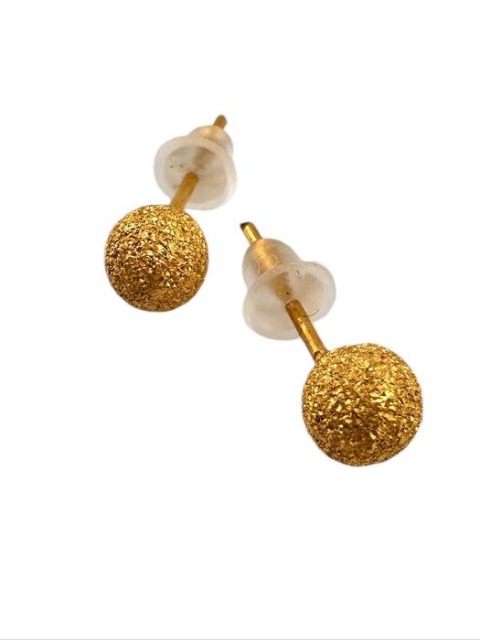 18k Gold Textured Balls Stud Earrings-EZ Jewelry and Decor