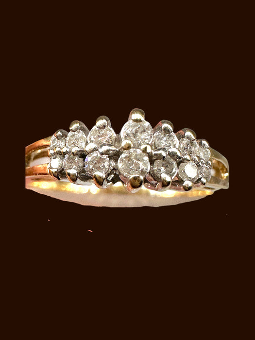 Antique Diamond Ring . 14 pieces of Diamonds. Engagement / Wedding / Formal Ring Size 8.5-EZ Jewelry and Decor