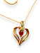 Pendant Necklace in Ruby & Diamond Swirl Heart Pendant 10k Yellow Gold-EZ Jewelry and Decor