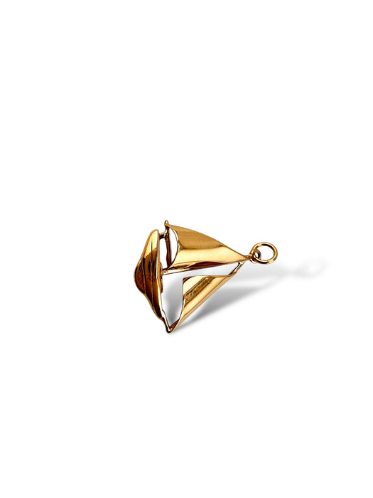 Sailboat Pendant 14k Yellow Gold Pendant, 1in