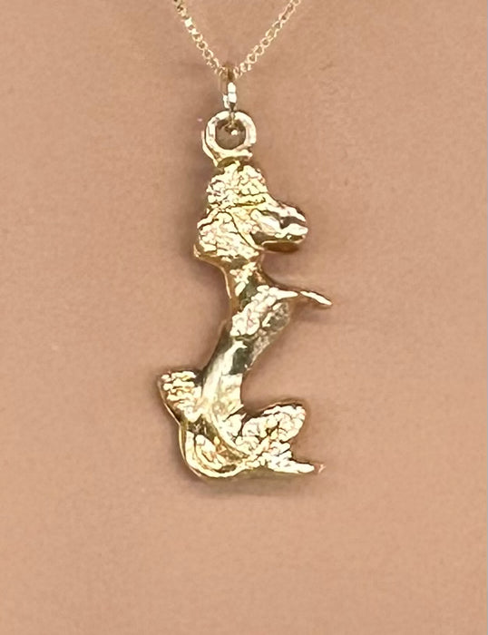 18k Gold Poodle Pendant Necklace 1 inch T, 18" Chain 14k gold,.Standing Poodle , Pendant Necklace-EZ Jewelry and Decor