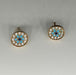 18k Gold Earrings Mandala with Turquoise  & Clear Crystal Stud Earrings-EZ Jewelry and Decor